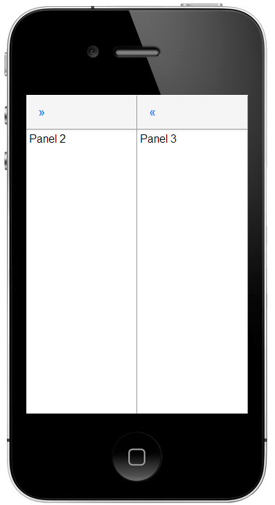 The same component with the 'flow collapse' button in Panel 2 collapsed.